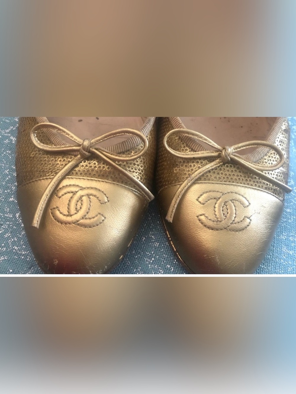RARE❤️Chanel Gold sequined ballet flats ❤️ size 38 made in Italy